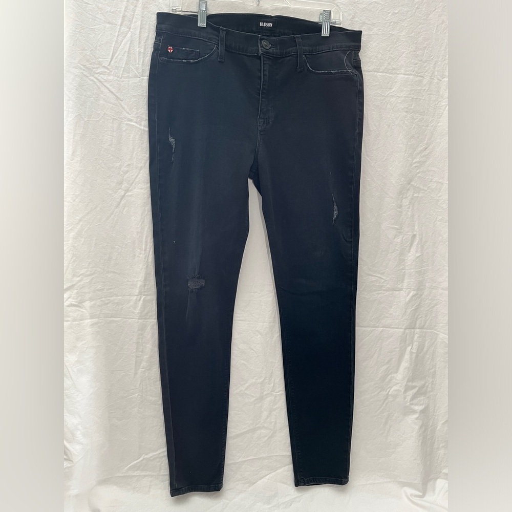 Hudson Jeans Womens Size 32 Nico Super Skinny Mid Rise Dark Wash Stretch Logo